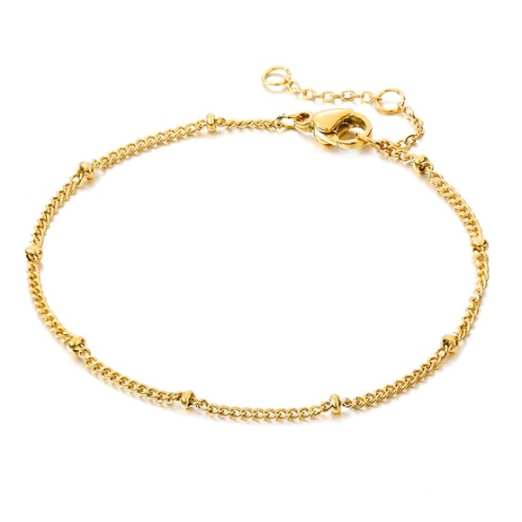 🔵𝟲𝟱%𝗢𝗙𝗙 𝗯𝘂𝗻𝗱𝗹𝗲𝘀 𝟯+🔵 NEW Thin Beaded Chain Stainless Steel Bracelet - Picture 13 of 16